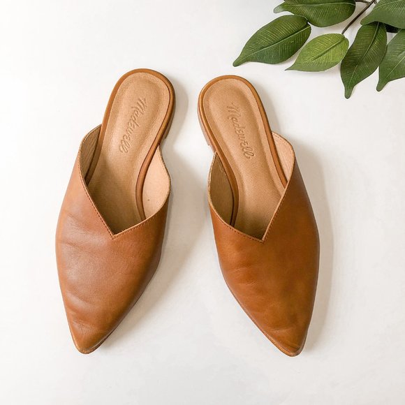 Madewell Shoes - Madewell The Emilia Slip on Mule in Tan Saddle Leather Pointed Toe Flats Size 7